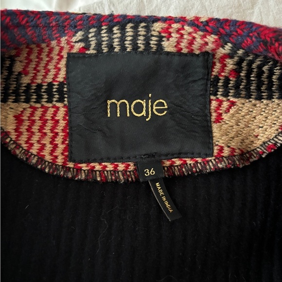 Maje Paris Red Multi Woven Tapestry Jacket, size S - Picture 7 of 8